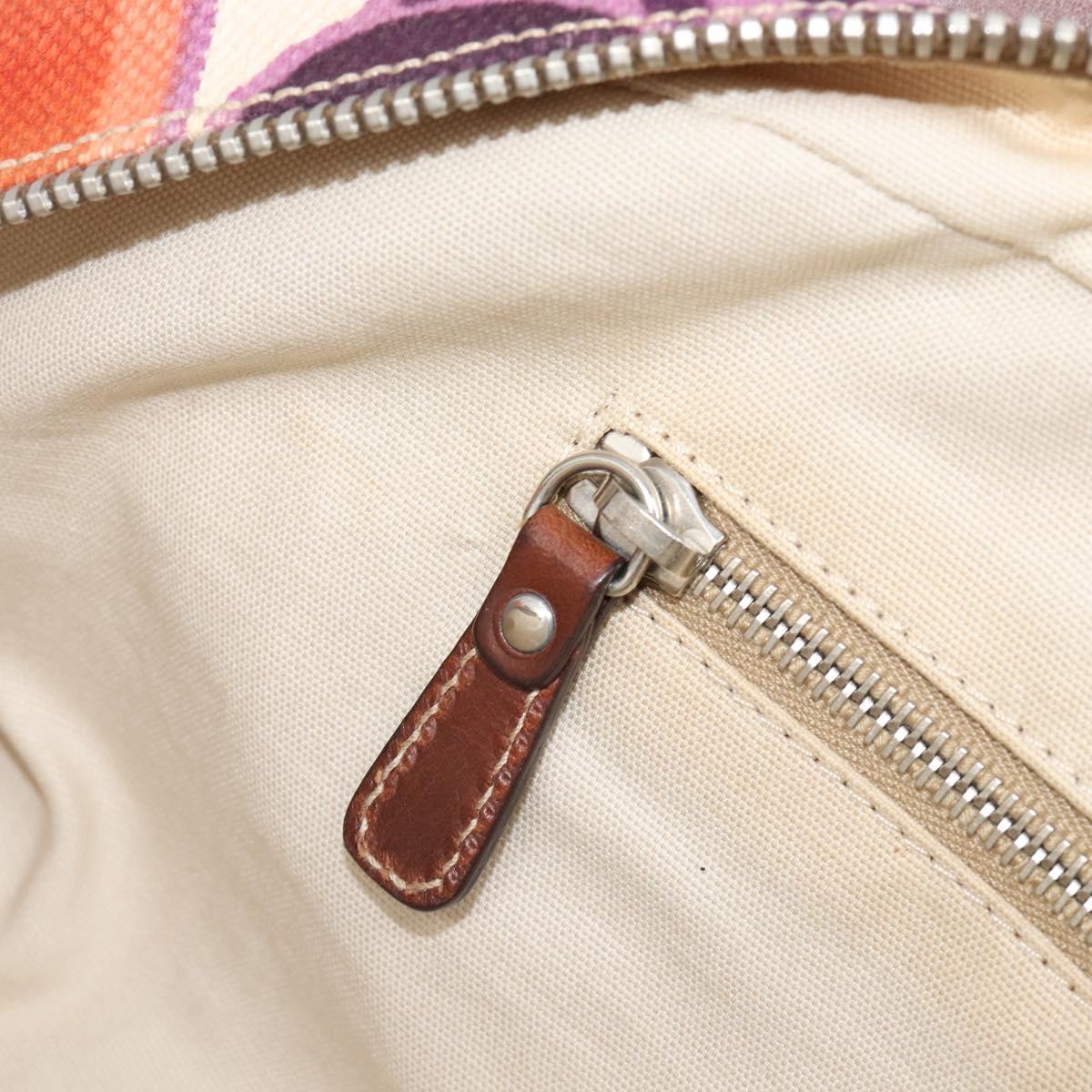 Miu Miu Hand Bag Canvas Purple Brown Auth 199357A