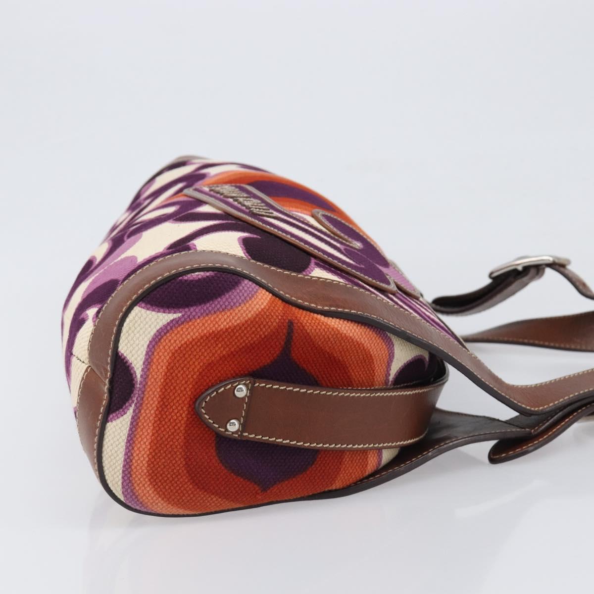Miu Miu Hand Bag Canvas Purple Brown Auth 199357A