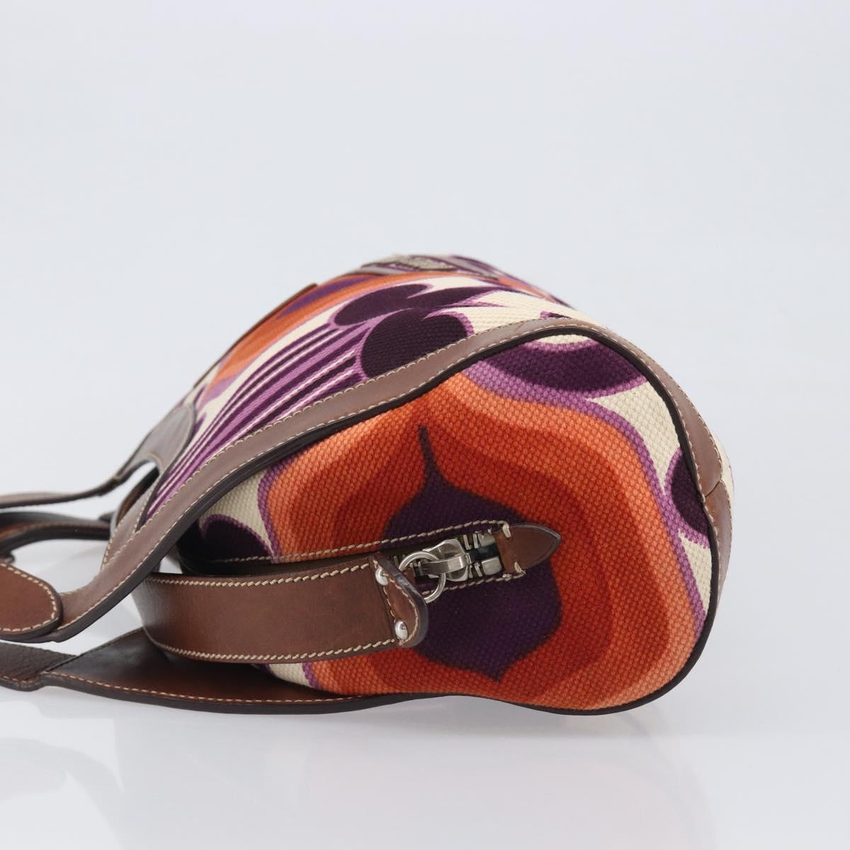 Miu Miu Hand Bag Canvas Purple Brown Auth 199357A