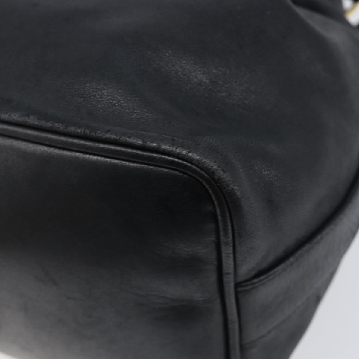 CHANEL Drawstring Chain Shoulder Bag Lamb Skin Black Gold Tone CC Auth 199358V