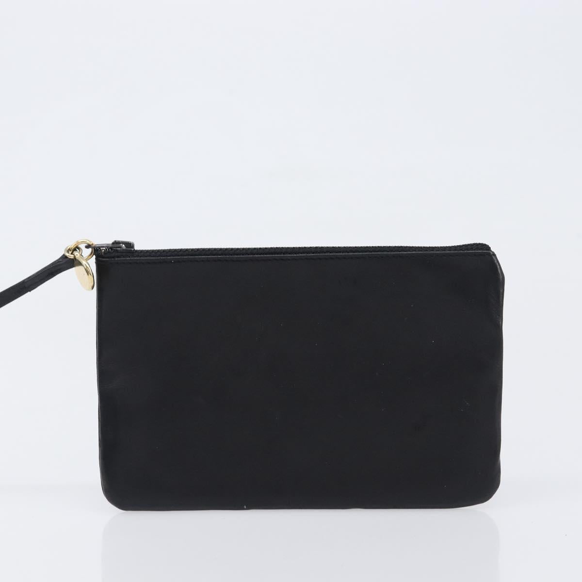 CHANEL Drawstring Chain Shoulder Bag Lamb Skin Black Gold Tone CC Auth 199358V