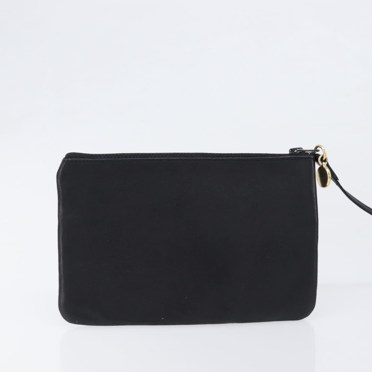 CHANEL Drawstring Chain Shoulder Bag Lamb Skin Black Gold Tone CC Auth 199358V
