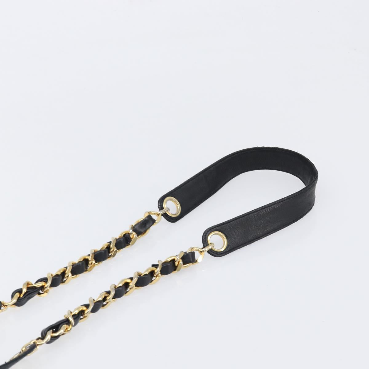 CHANEL Drawstring Chain Shoulder Bag Lamb Skin Black Gold Tone CC Auth 199358V