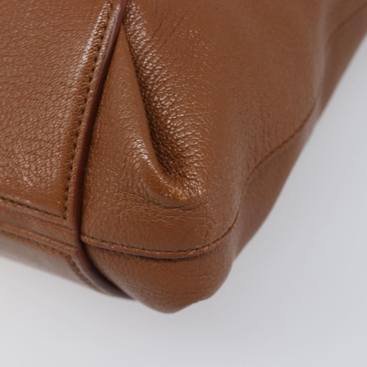 Miu Miu Hand Bag Leather Brown Gold Tone Auth 199360V