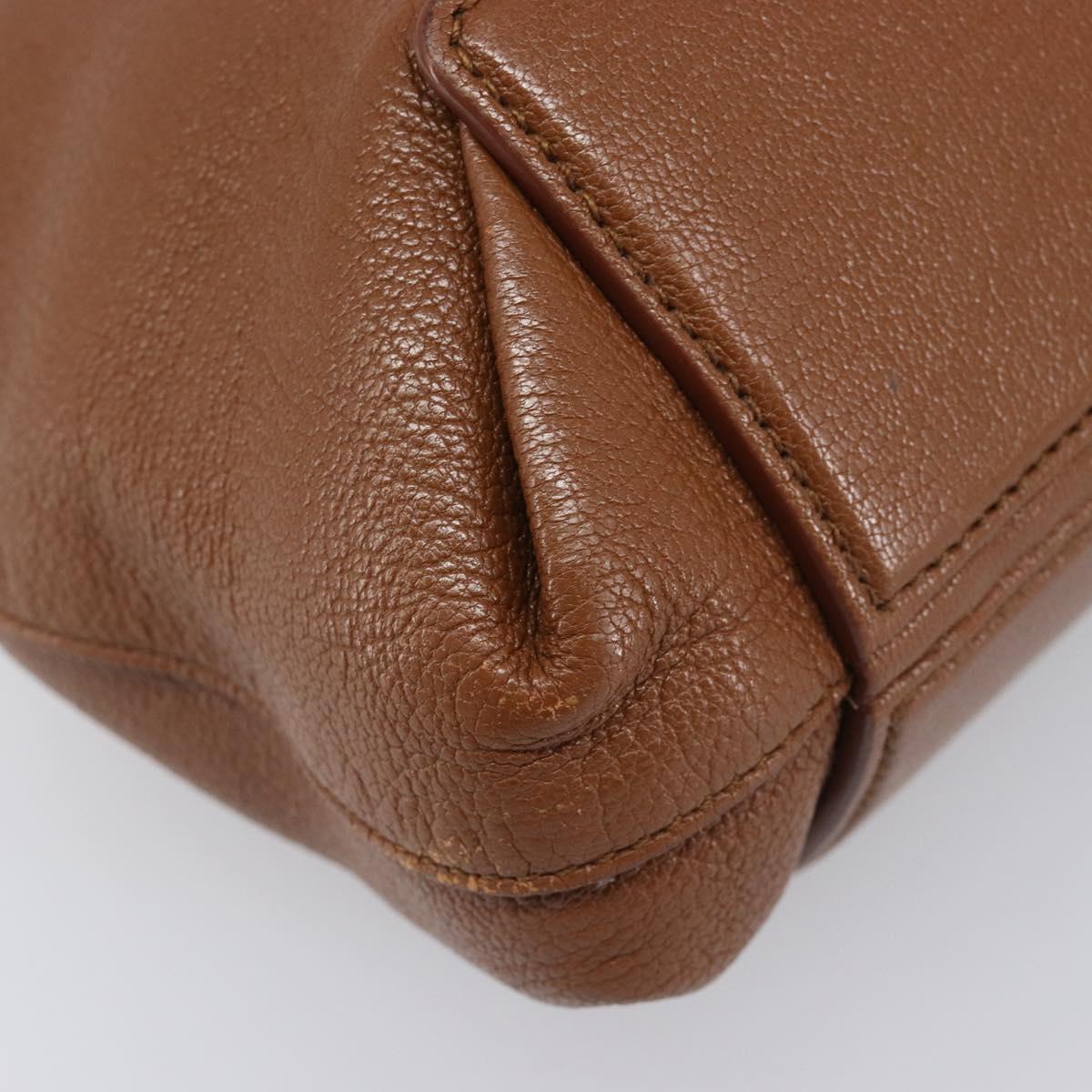 Miu Miu Hand Bag Leather Brown Gold Tone Auth 199360V