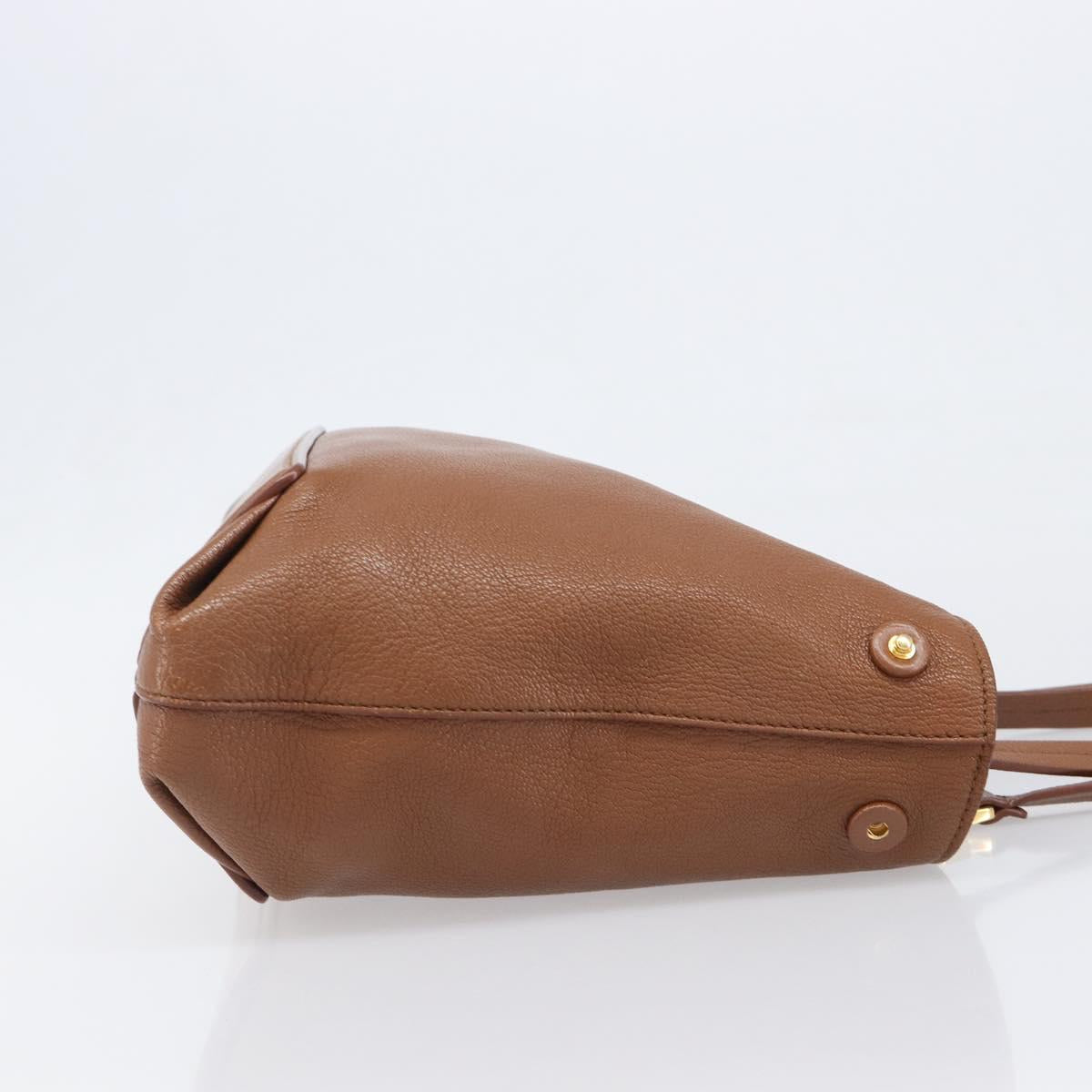 Miu Miu Hand Bag Leather Brown Gold Tone Auth 199360V