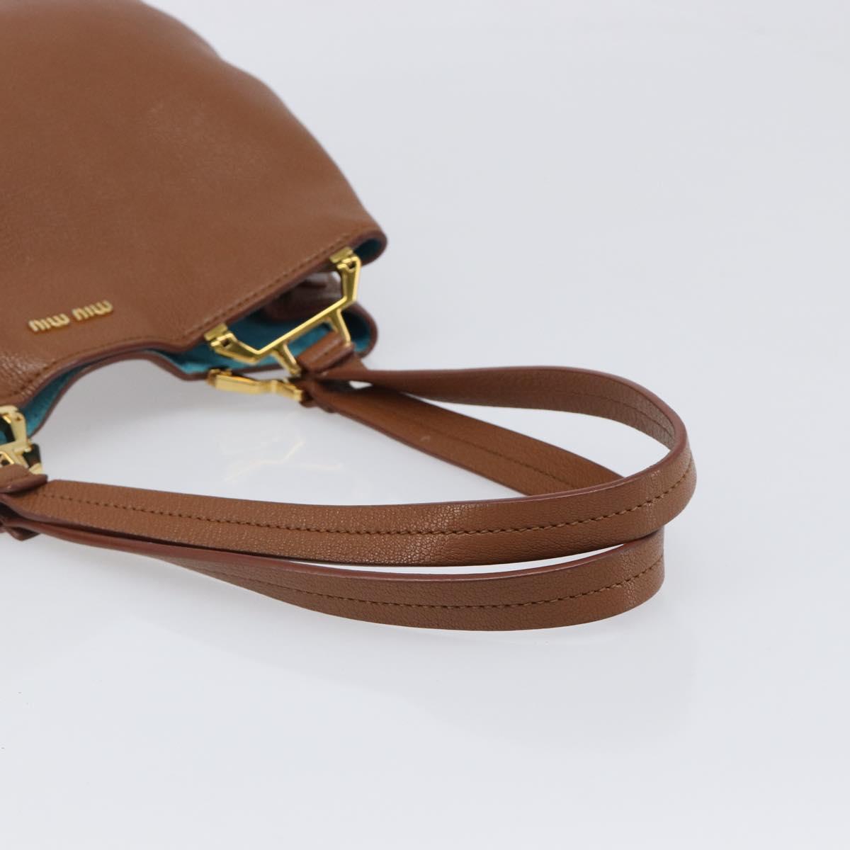 Miu Miu Hand Bag Leather Brown Gold Tone Auth 199360V