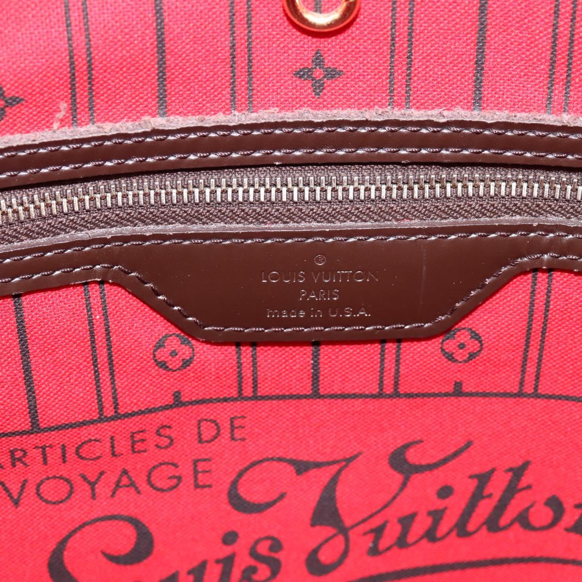 LOUIS VUITTON Damier Ebene Neverfull MM Tote Bag N51105 LV Auth 199361V