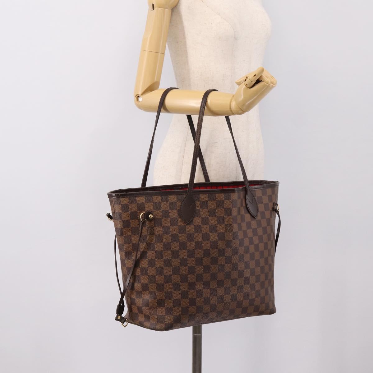 LOUIS VUITTON Damier Ebene Neverfull MM Tote Bag N51105 LV Auth 199361V