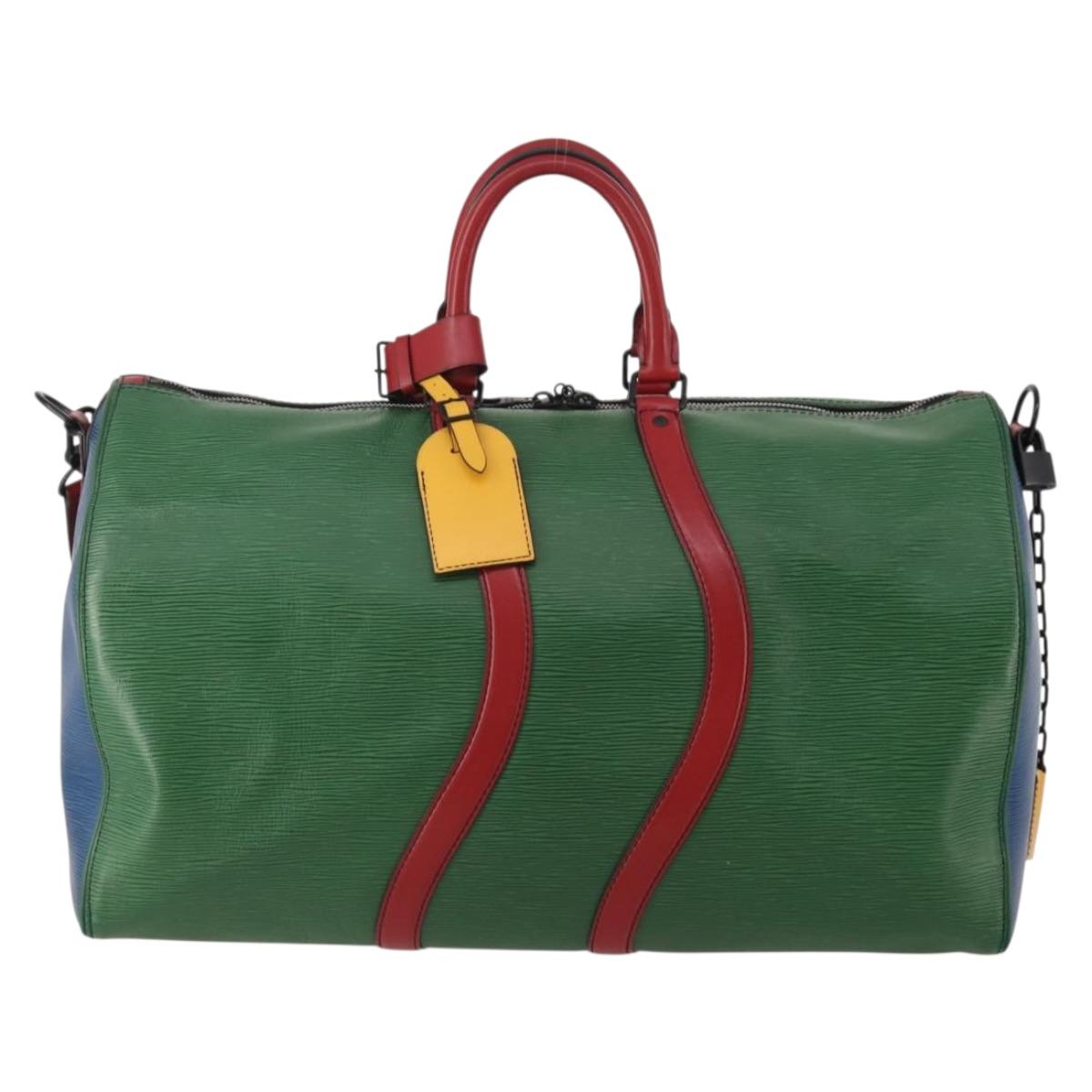 LOUIS VUITTON Epi Keepall Bandouliere 50 Bag Green Red Blue M55571 Auth 199362A