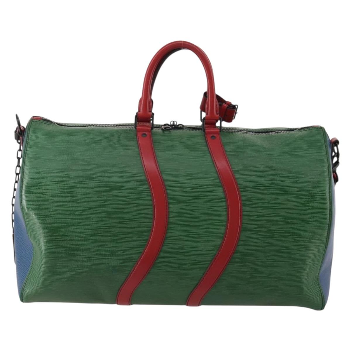 LOUIS VUITTON Epi Keepall Bandouliere 50 Bag Green Red Blue M55571 Auth 199362A