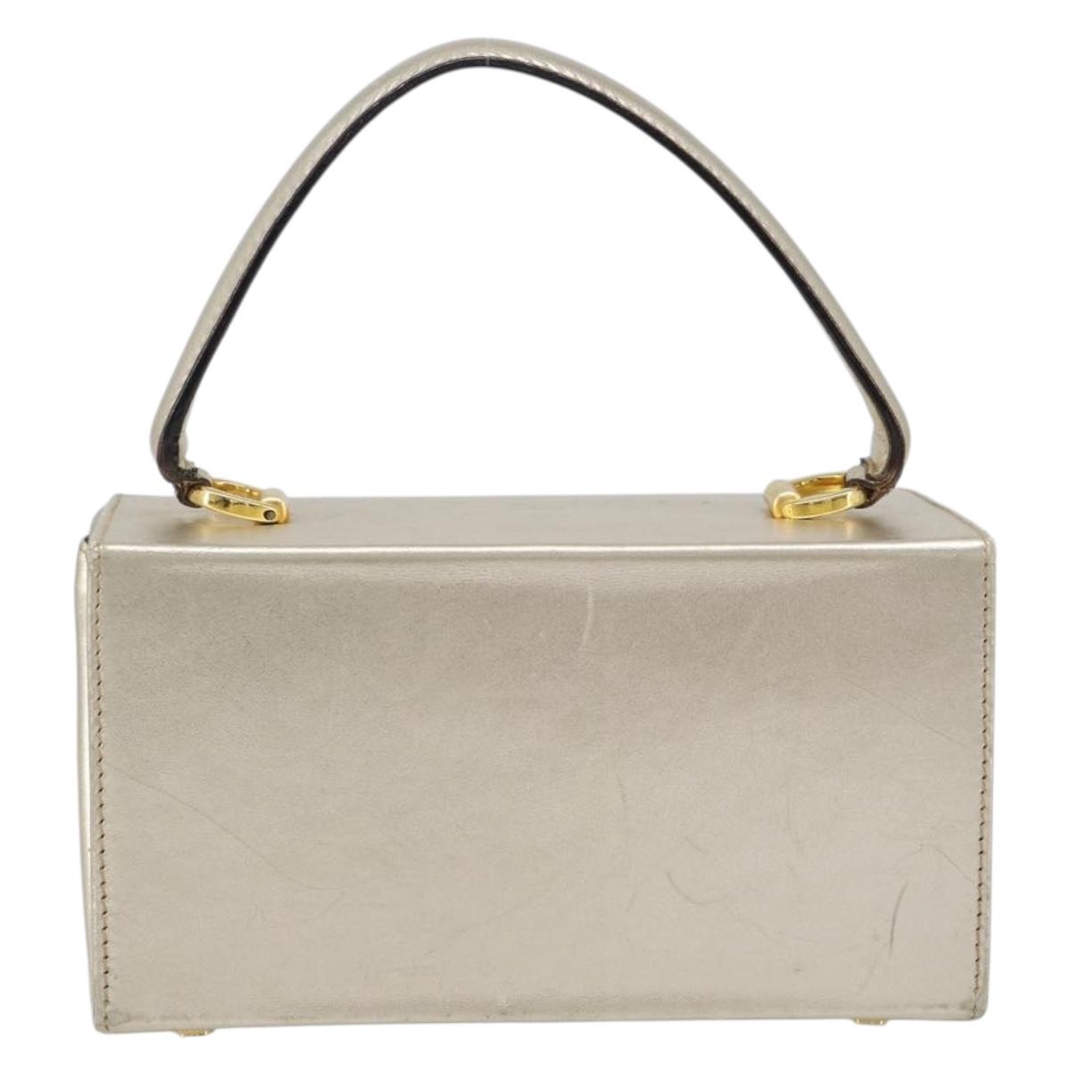Salvatore Ferragamo Gancini Vanity Hand Bag Leather Gold Auth 199364A