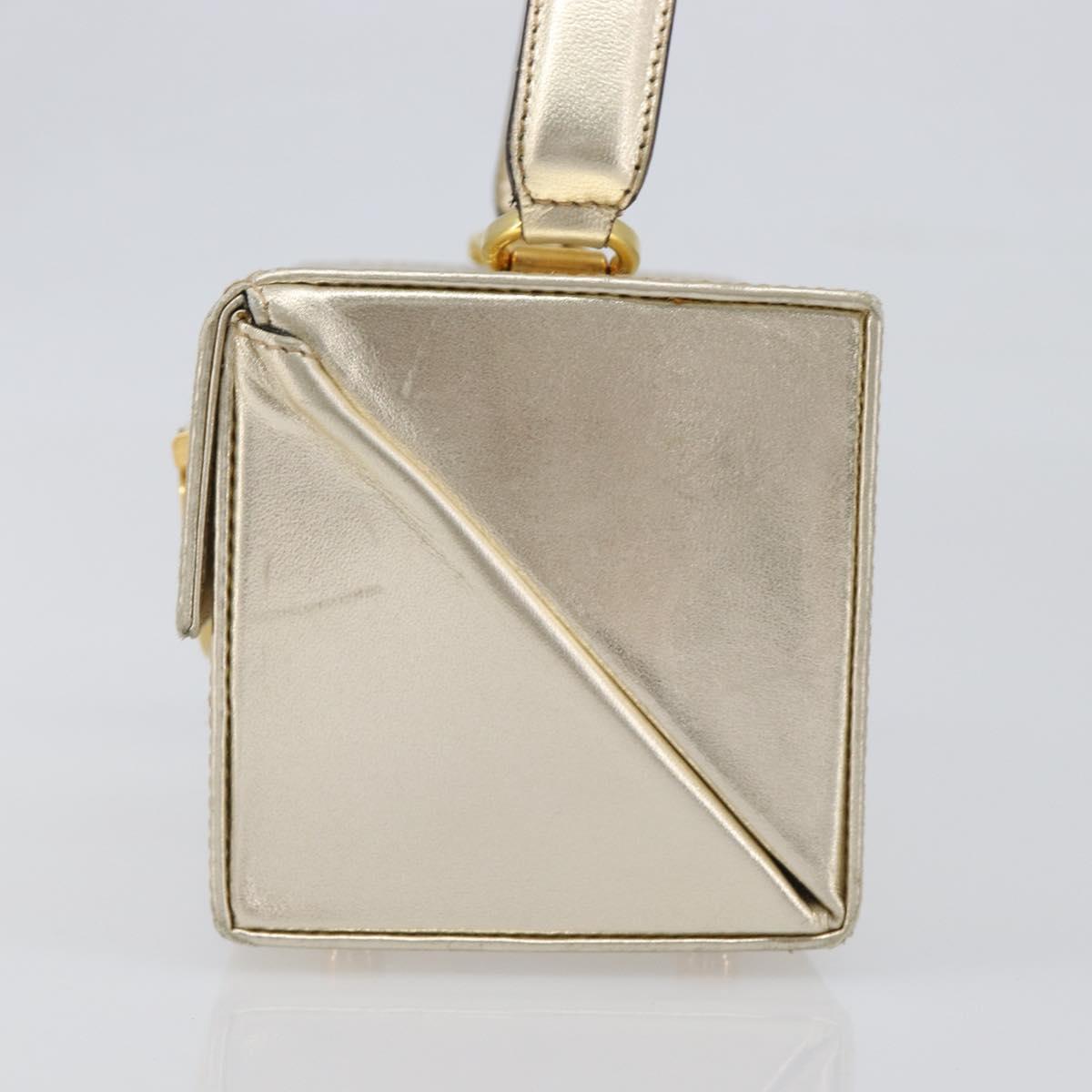 Salvatore Ferragamo Gancini Vanity Hand Bag Leather Gold Auth 199364A