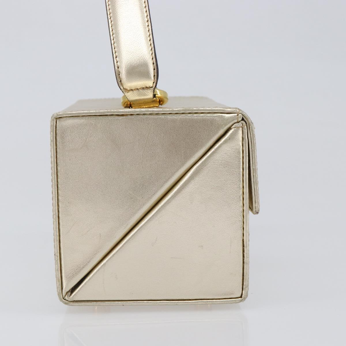 Salvatore Ferragamo Gancini Vanity Hand Bag Leather Gold Auth 199364A