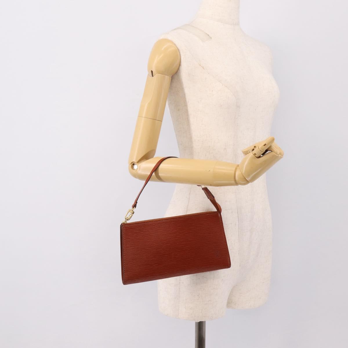 LOUIS VUITTON Epi Pochette Accessoires Pouch Brown M52983 LV Auth 199366