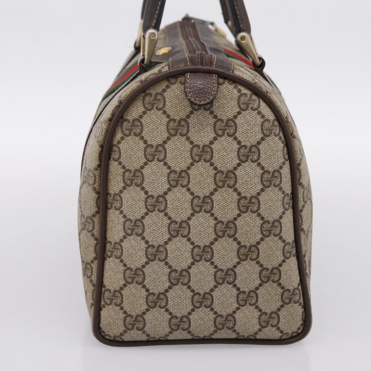 GUCCI GG Supreme Web Sherry Line Boston Bag PVC Beige 10 012 3842 Auth 199377