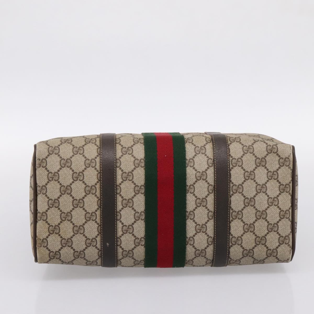 GUCCI GG Supreme Web Sherry Line Boston Bag PVC Beige 10 012 3842 Auth 199377