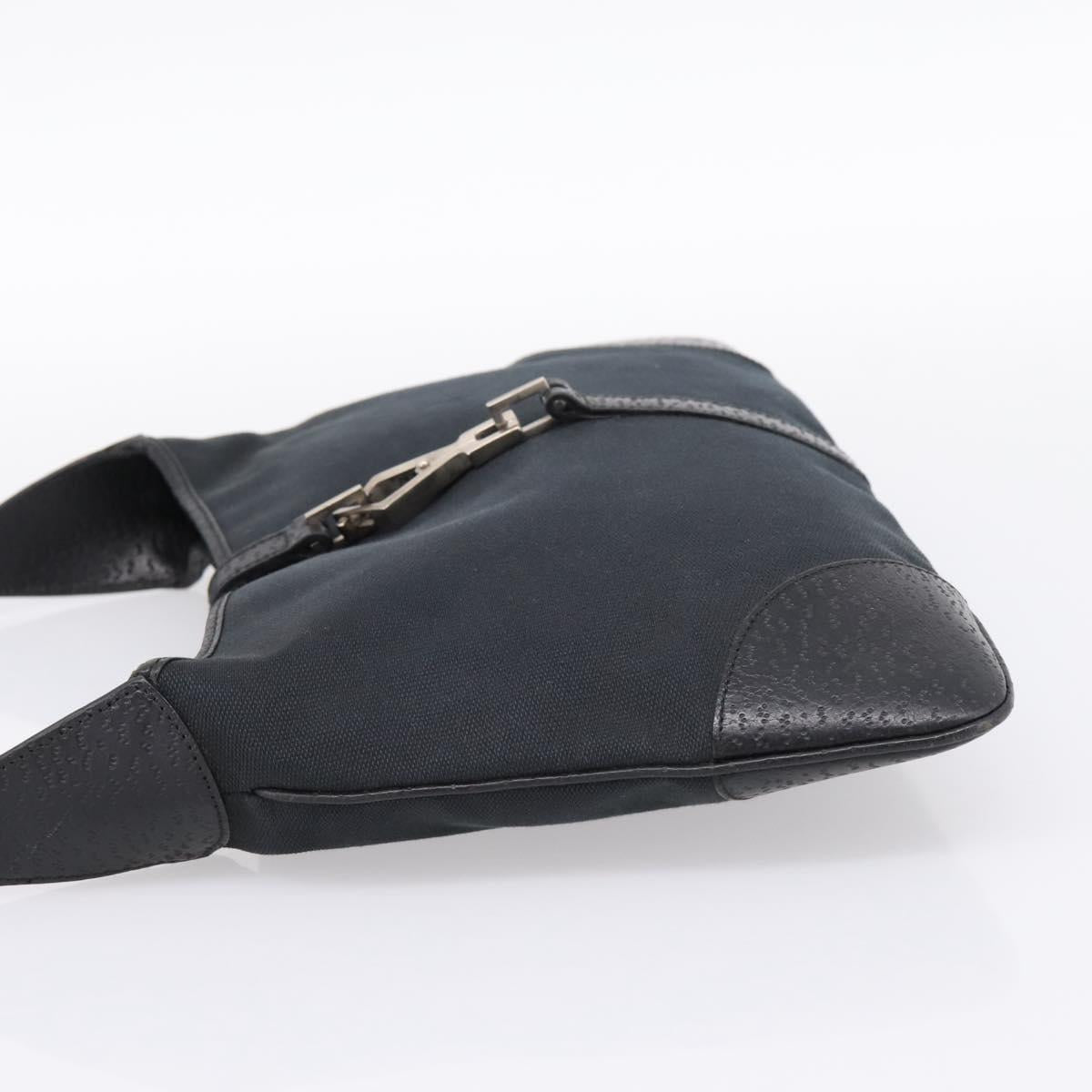 GUCCI Bamboo Jackie Shoulder Bag Canvas Black Silver 001 4060 Auth 199378A