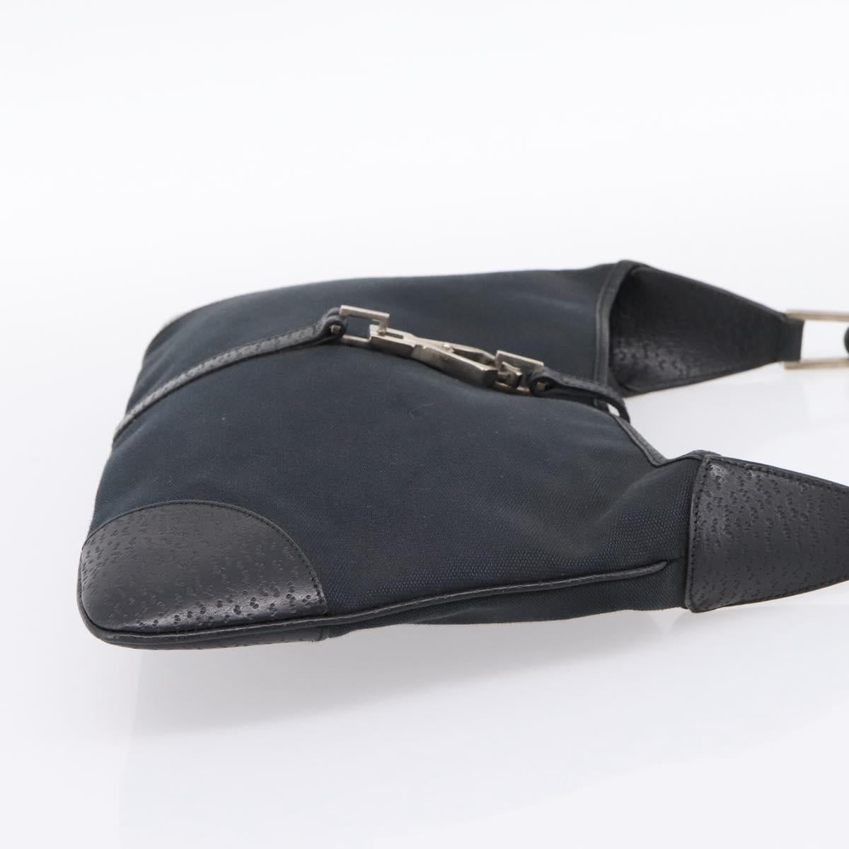 GUCCI Bamboo Jackie Shoulder Bag Canvas Black Silver 001 4060 Auth 199378A