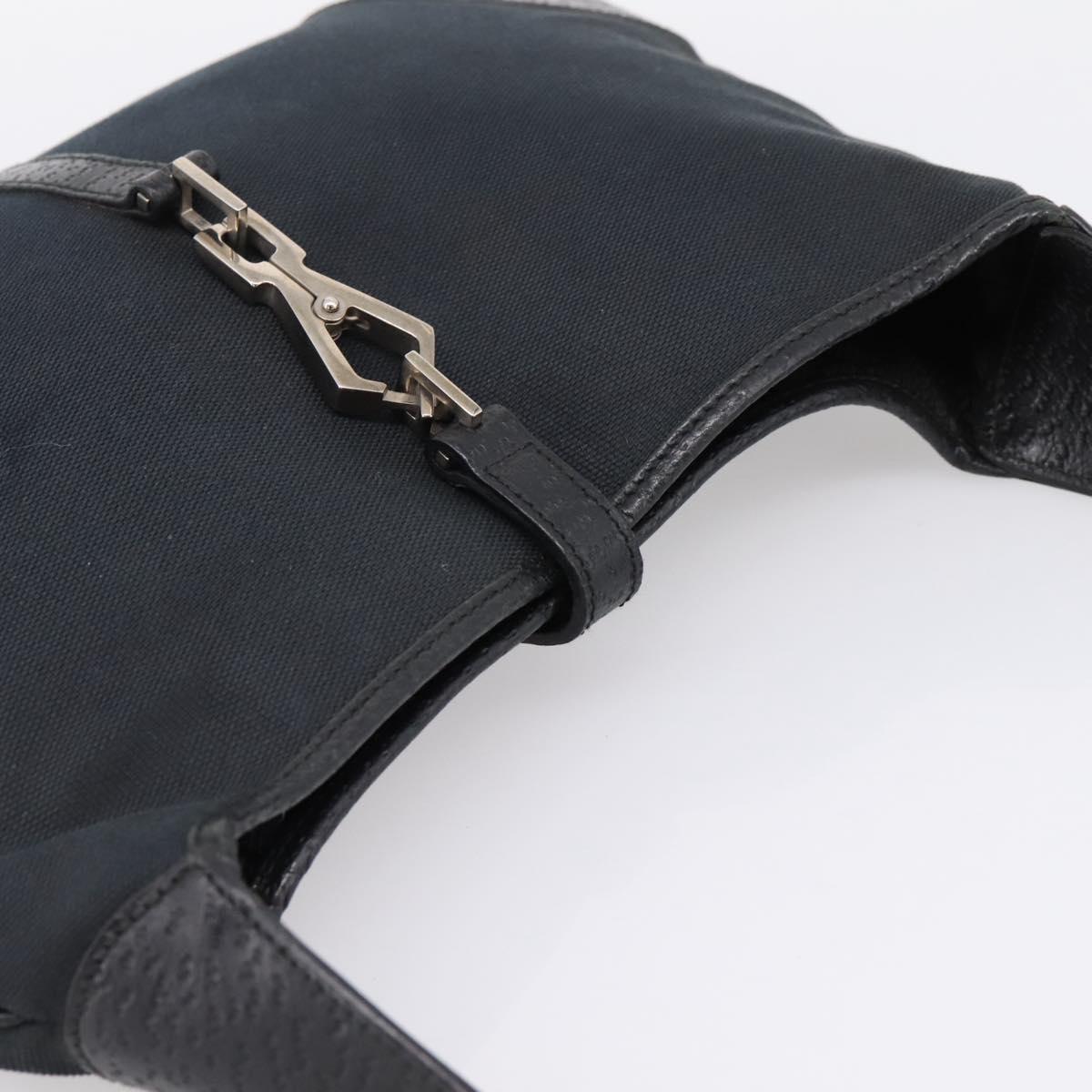 GUCCI Bamboo Jackie Shoulder Bag Canvas Black Silver 001 4060 Auth 199378A