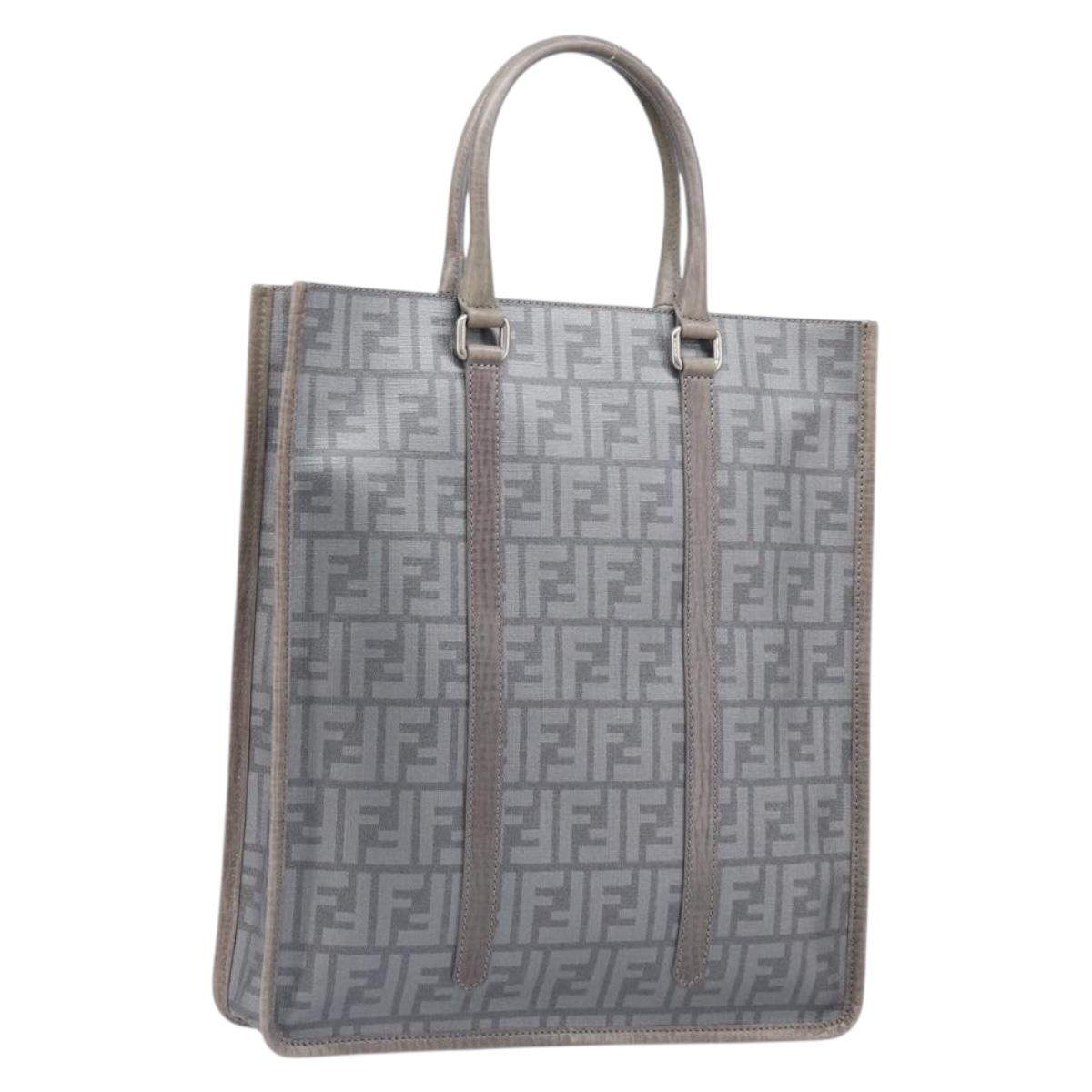 FENDI Zucca Tote Bag PVC Leather Gray Silver 7VA243 Auth 199379V