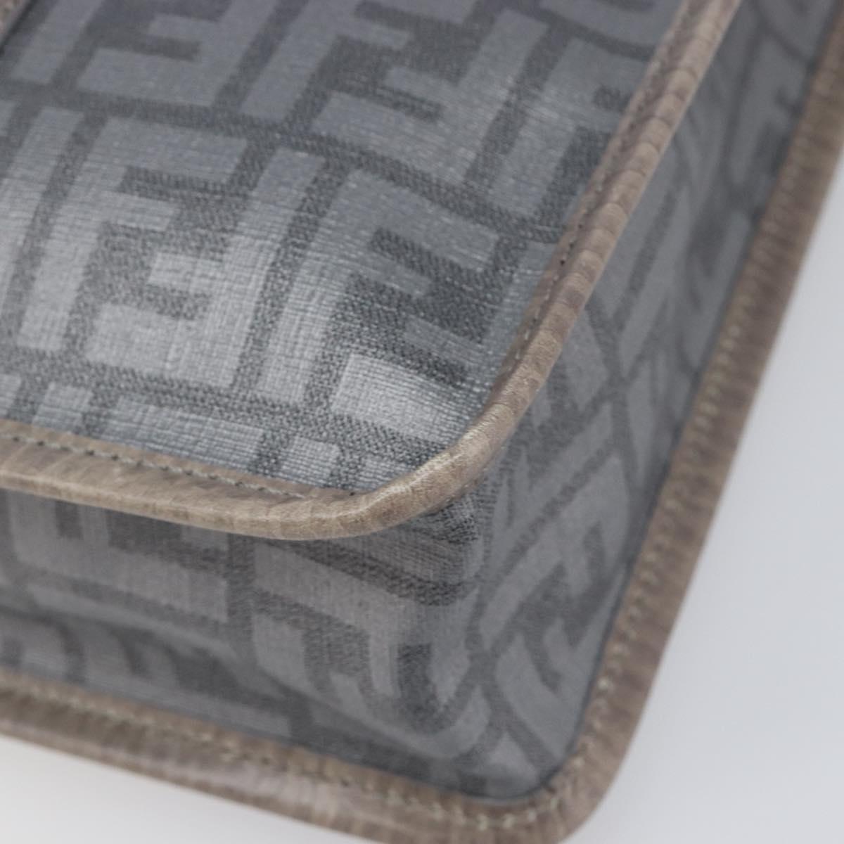 FENDI Zucca Tote Bag PVC Leather Gray Silver 7VA243 Auth 199379V