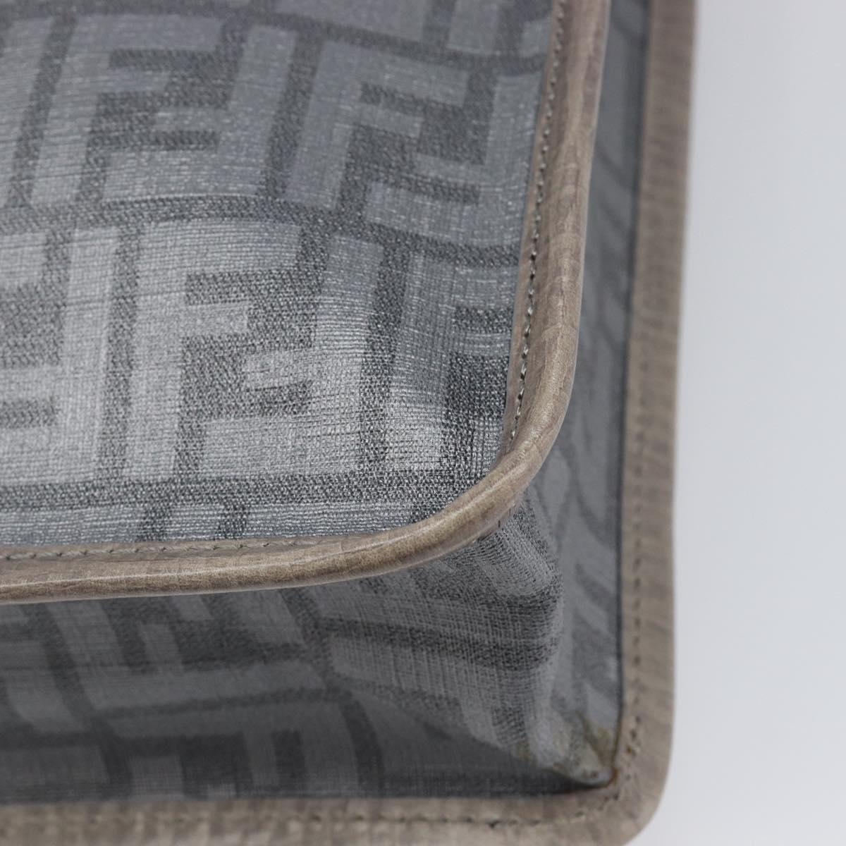 FENDI Zucca Tote Bag PVC Leather Gray Silver 7VA243 Auth 199379V