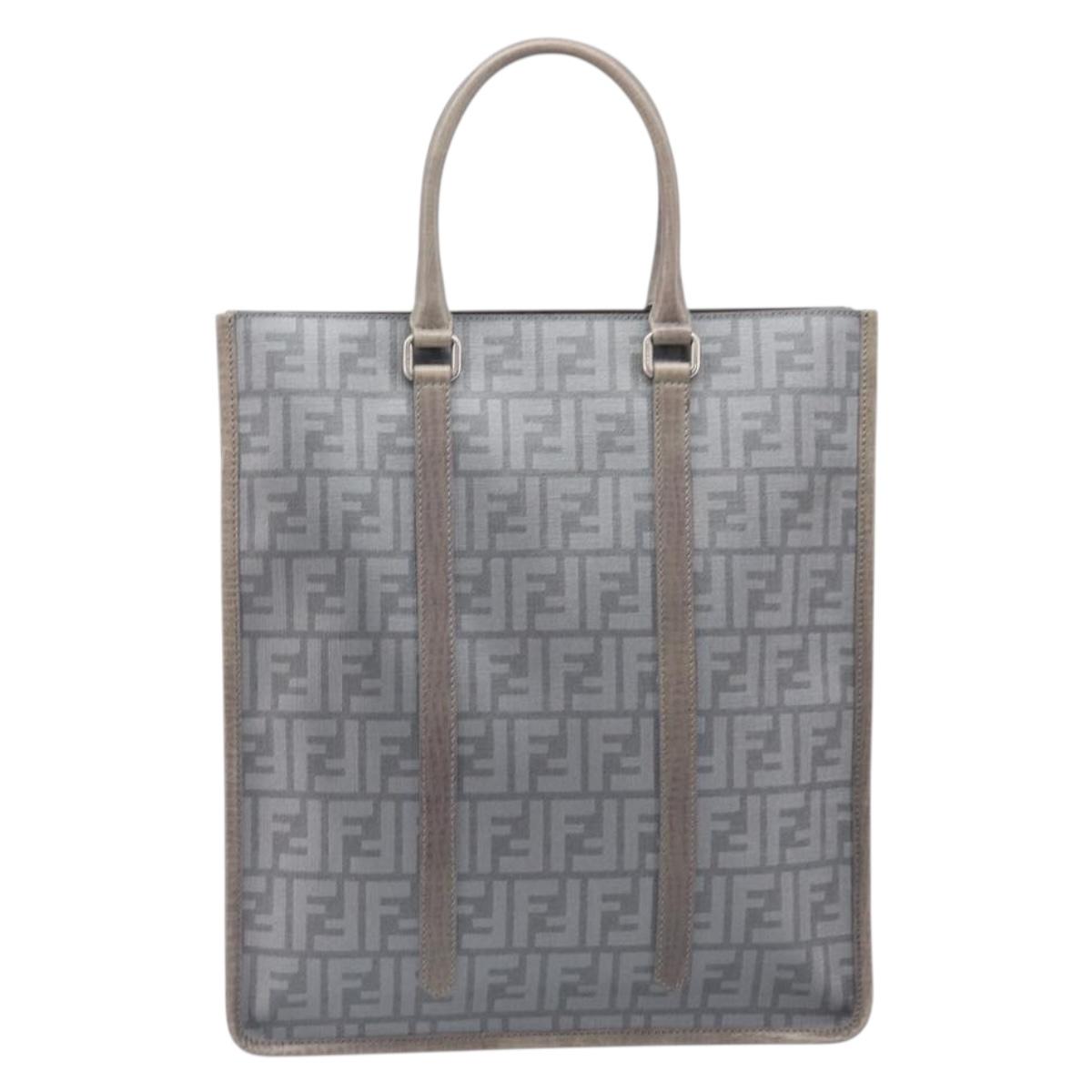 FENDI Zucca Tote Bag PVC Leather Gray Silver 7VA243 Auth 199379V