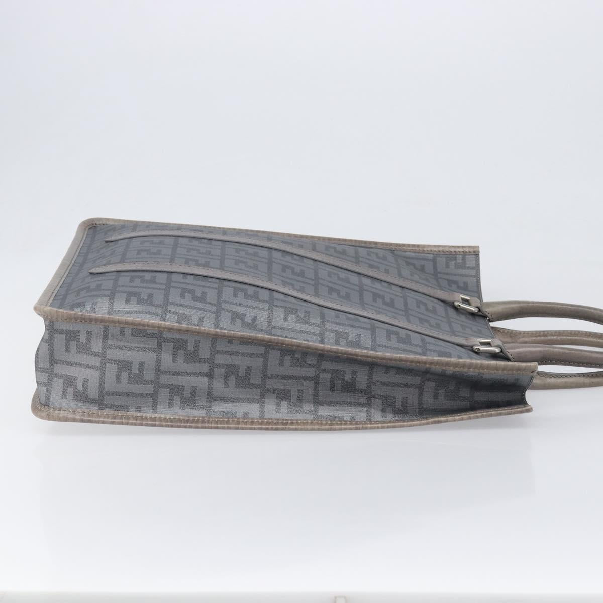 FENDI Zucca Tote Bag PVC Leather Gray Silver 7VA243 Auth 199379V