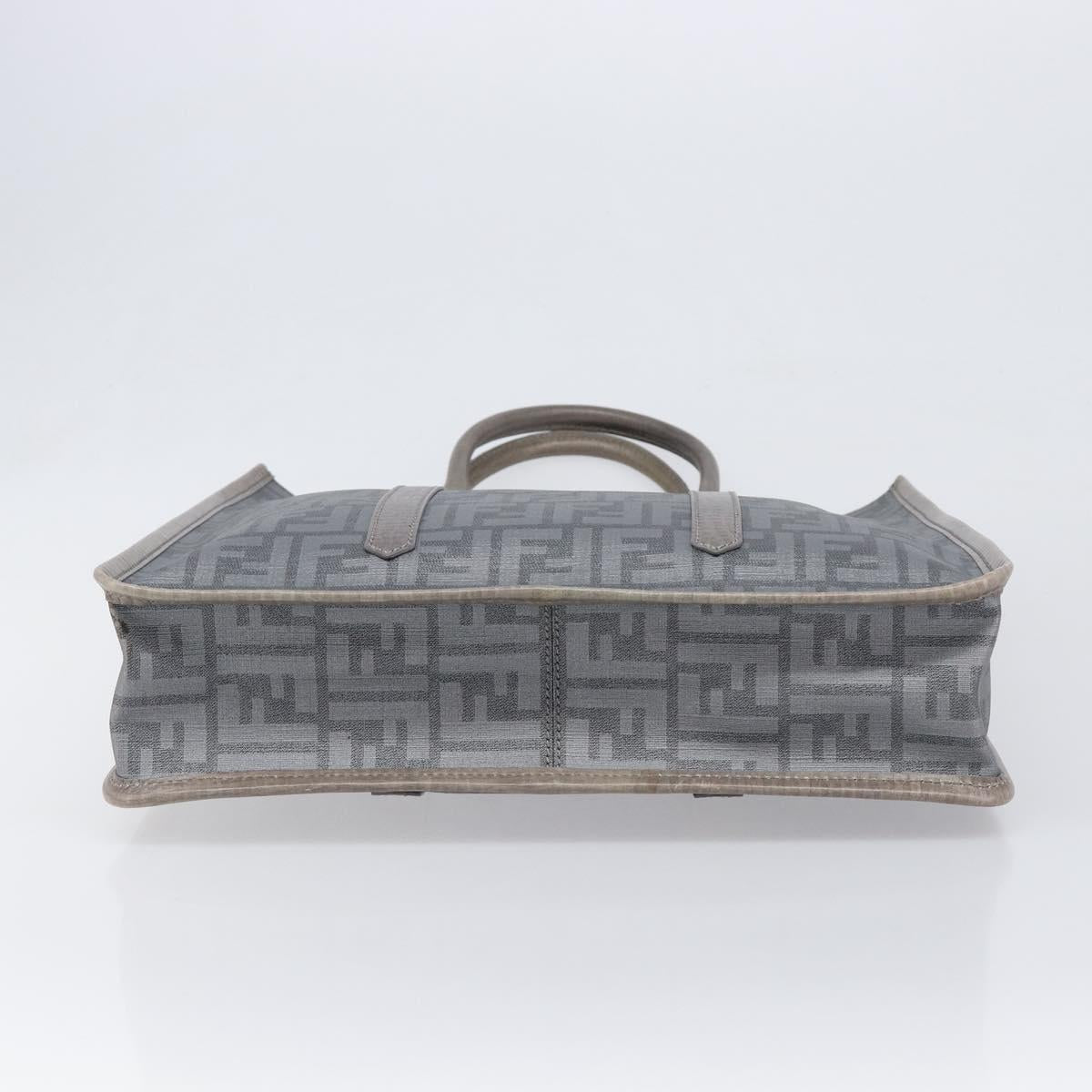 FENDI Zucca Tote Bag PVC Leather Gray Silver 7VA243 Auth 199379V