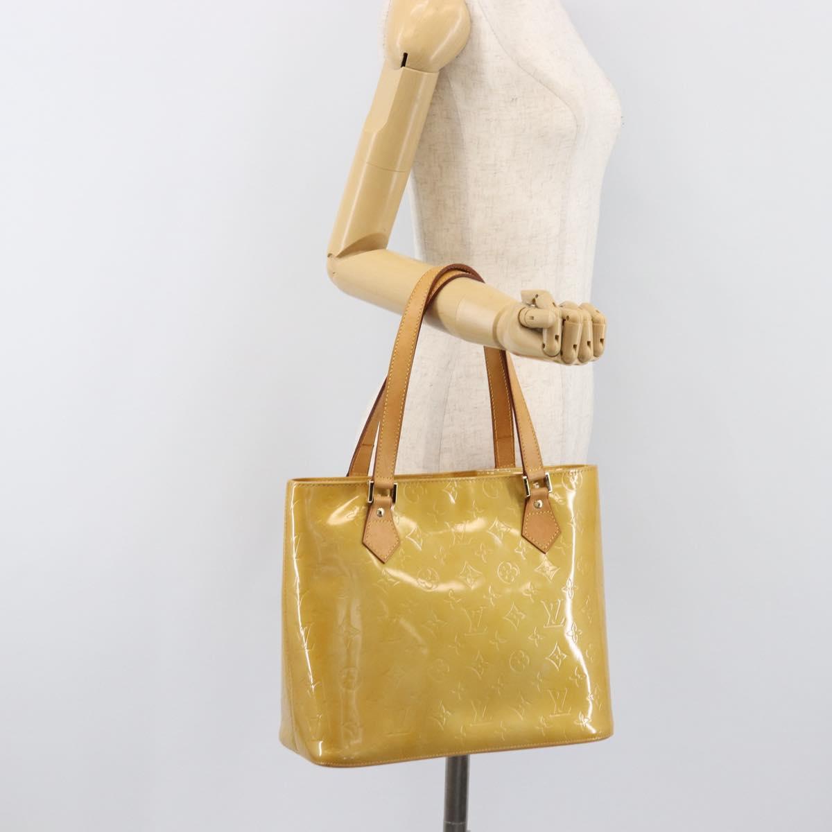 LOUIS VUITTON Monogram Vernis Houston Hand Bag Beige M91004 LV Auth 199381