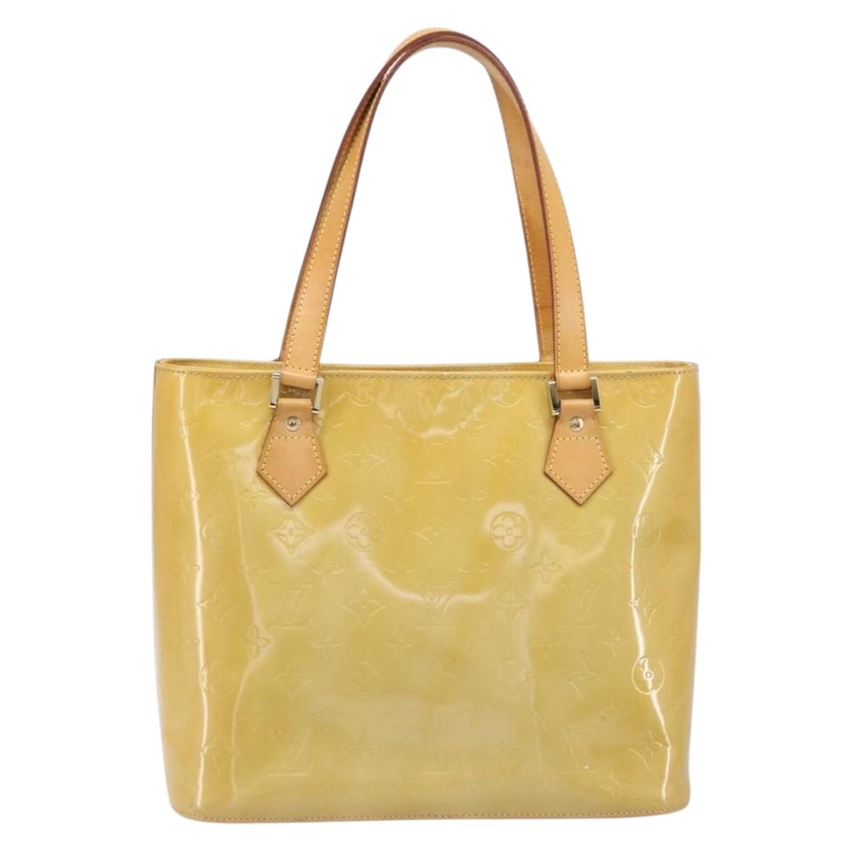LOUIS VUITTON Monogram Vernis Houston Hand Bag Beige M91004 LV Auth 199381
