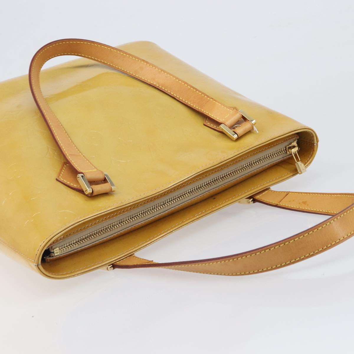 LOUIS VUITTON Monogram Vernis Houston Hand Bag Beige M91004 LV Auth 199381
