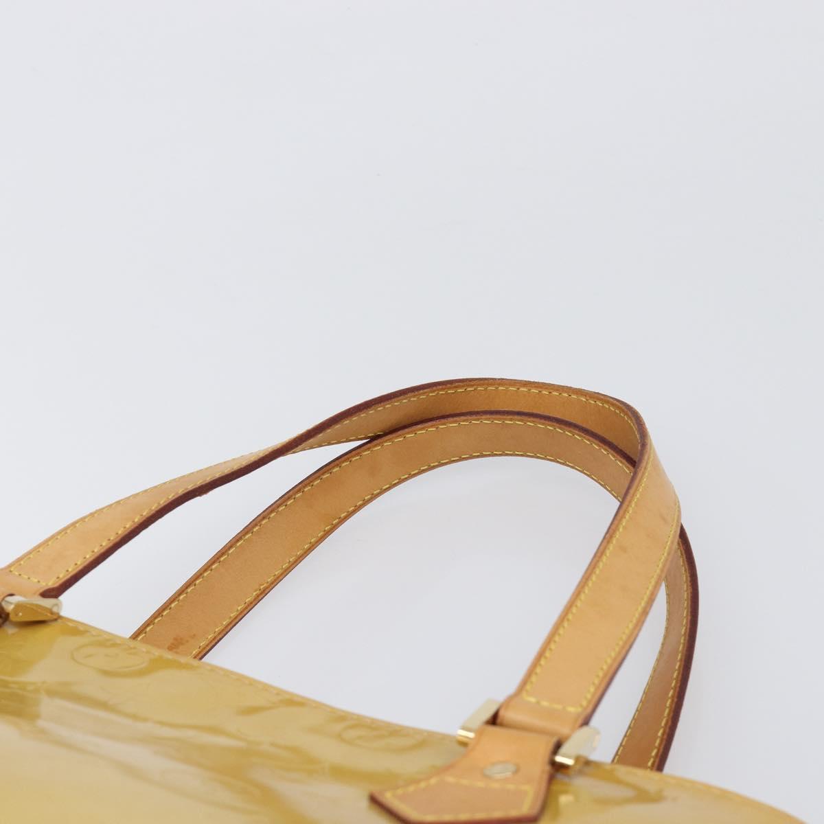 LOUIS VUITTON Monogram Vernis Houston Hand Bag Beige M91004 LV Auth 199381