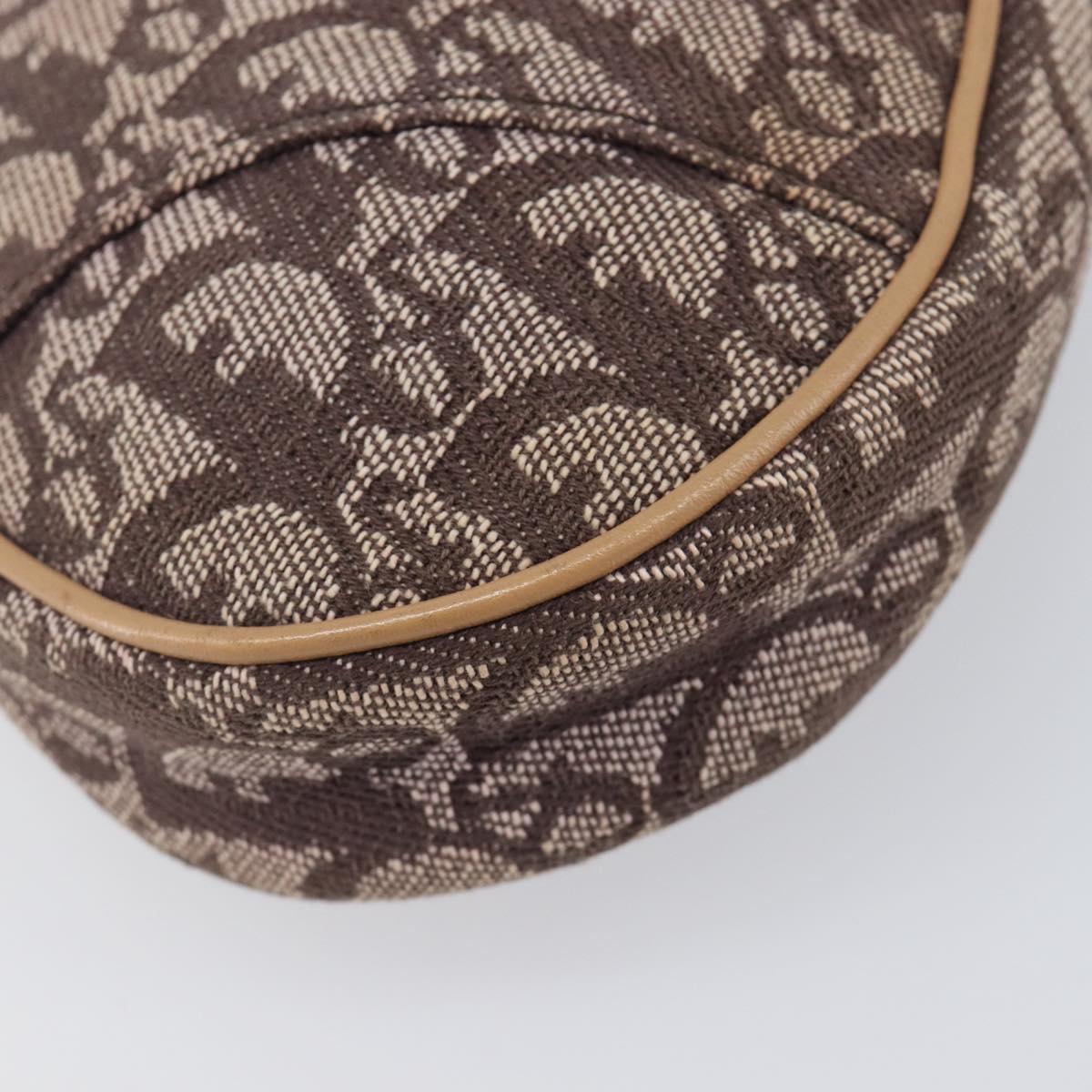 Christian Dior Trotter Canvas Saddle Pouch Brown Gold Tone Auth 199384V