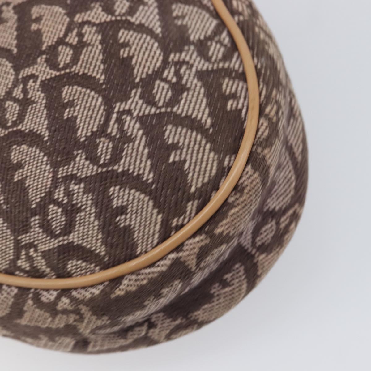 Christian Dior Trotter Canvas Saddle Pouch Brown Gold Tone Auth 199384V