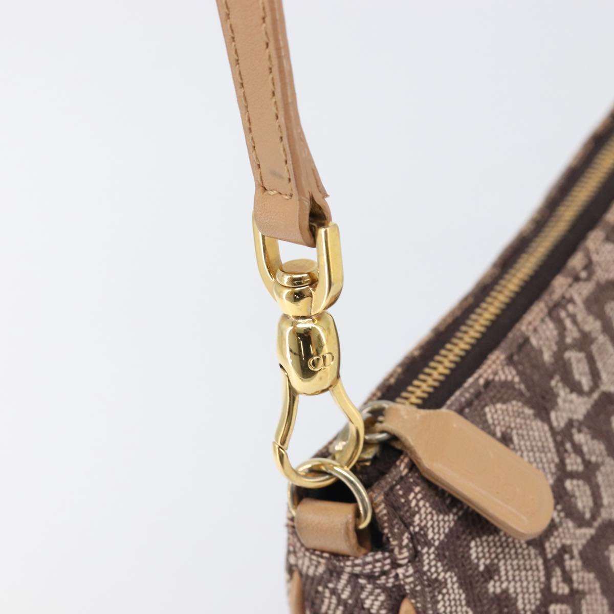 Christian Dior Trotter Canvas Saddle Pouch Brown Gold Tone Auth 199384V