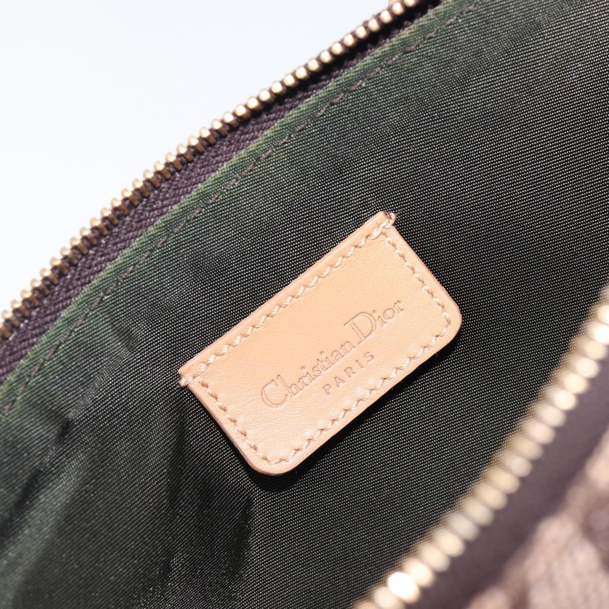 Christian Dior Trotter Canvas Saddle Pouch Brown Gold Tone Auth 199384V