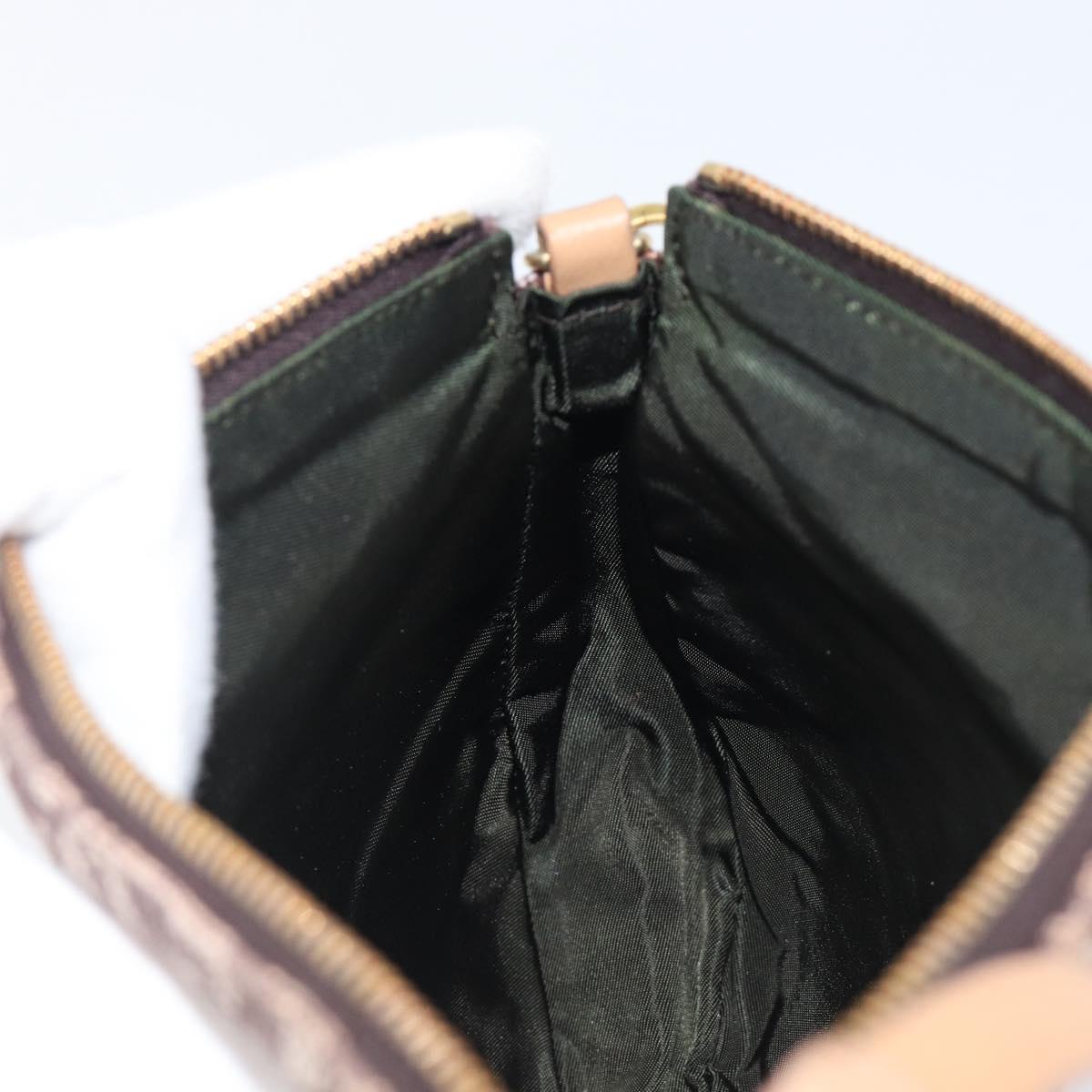 Christian Dior Trotter Canvas Saddle Pouch Brown Gold Tone Auth 199384V