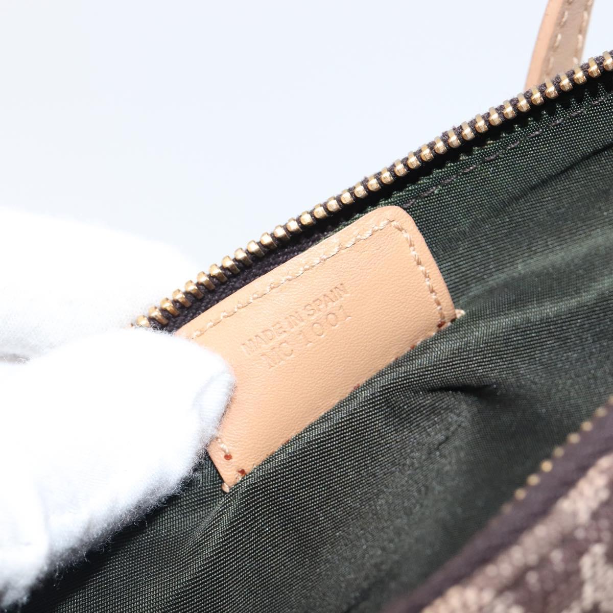 Christian Dior Trotter Canvas Saddle Pouch Brown Gold Tone Auth 199384V