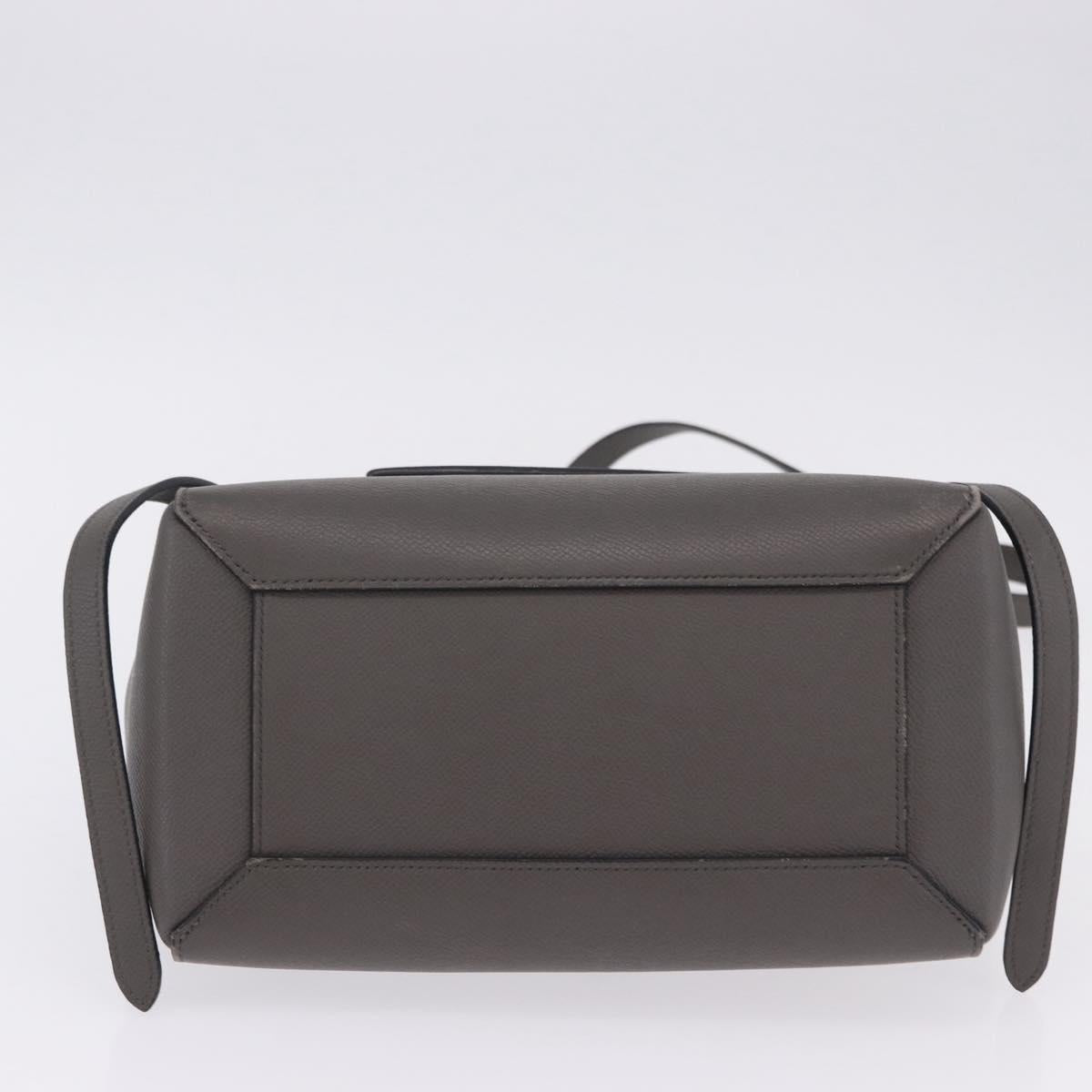CELINE Belt Bag Micro Hand Bag Leather 2way Gray Gold Auth 199385V