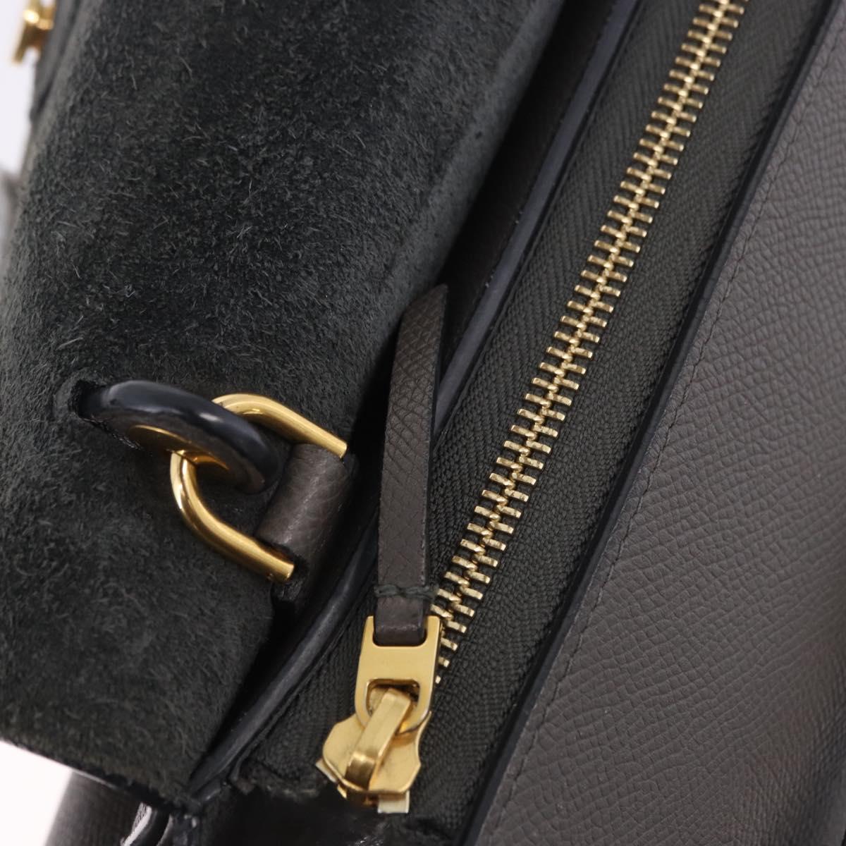 CELINE Belt Bag Micro Hand Bag Leather 2way Gray Gold Auth 199385V