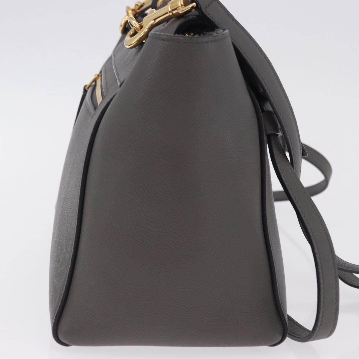 CELINE Belt Bag Micro Hand Bag Leather 2way Gray Gold Auth 199385V