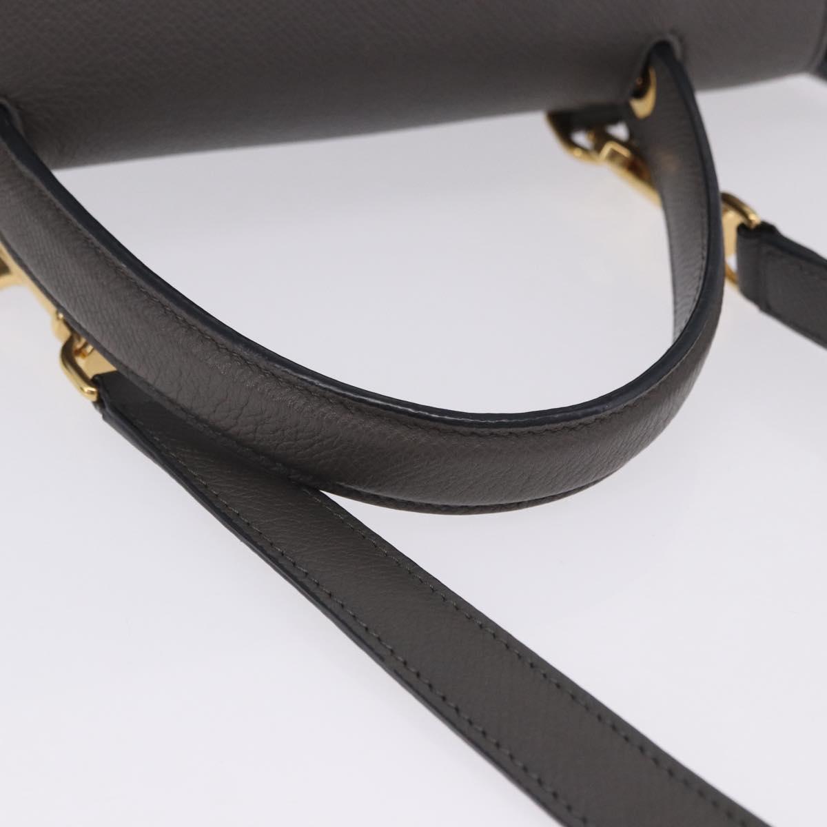 CELINE Belt Bag Micro Hand Bag Leather 2way Gray Gold Auth 199385V
