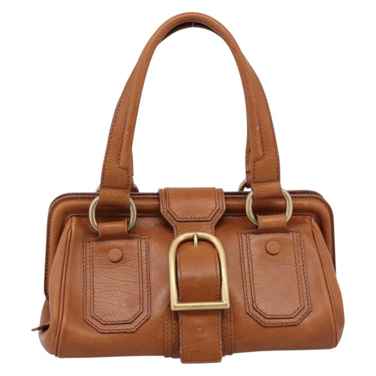 CELINE Doctors Hand Bag Leather Brown Gold Auth 199386A