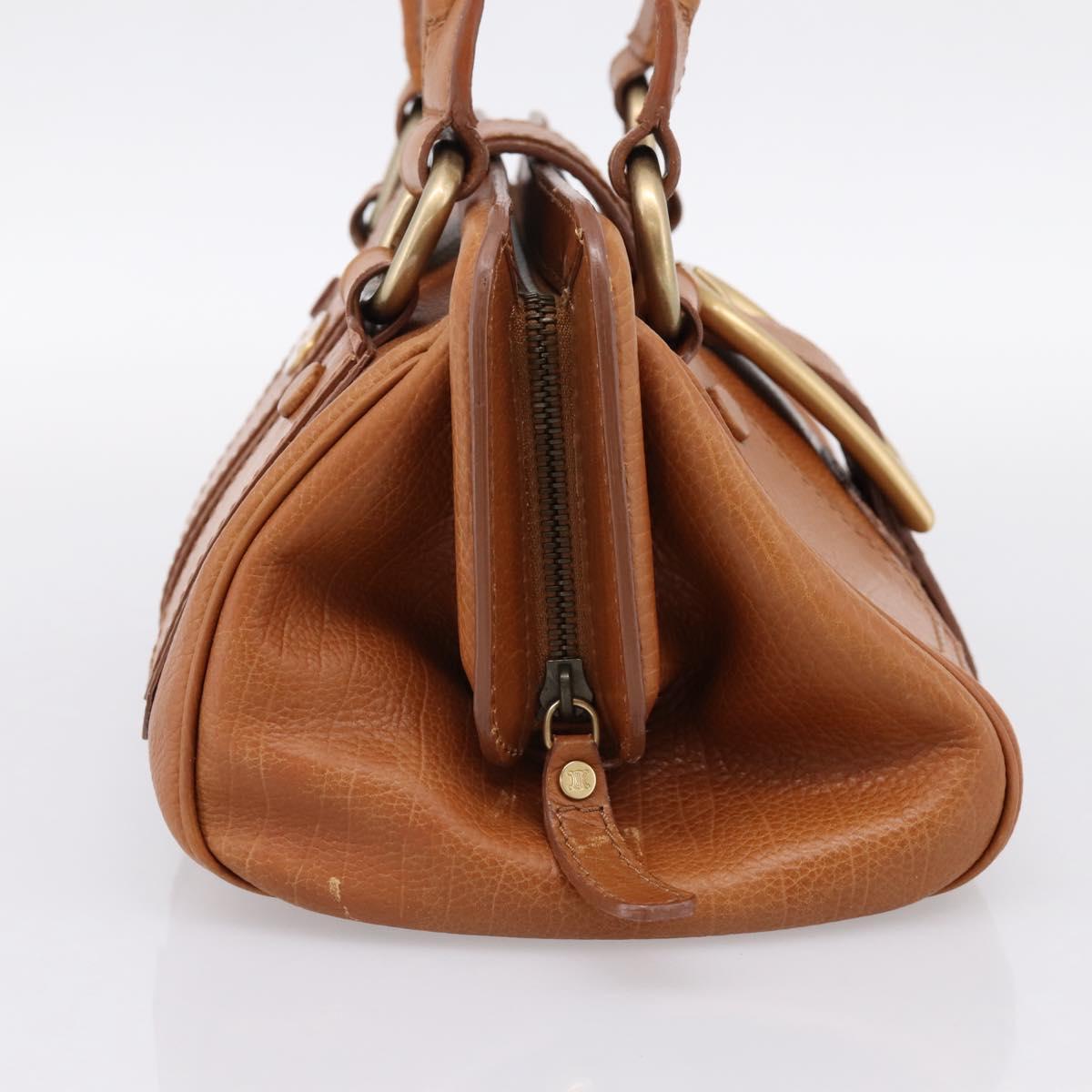 CELINE Doctors Hand Bag Leather Brown Gold Auth 199386A