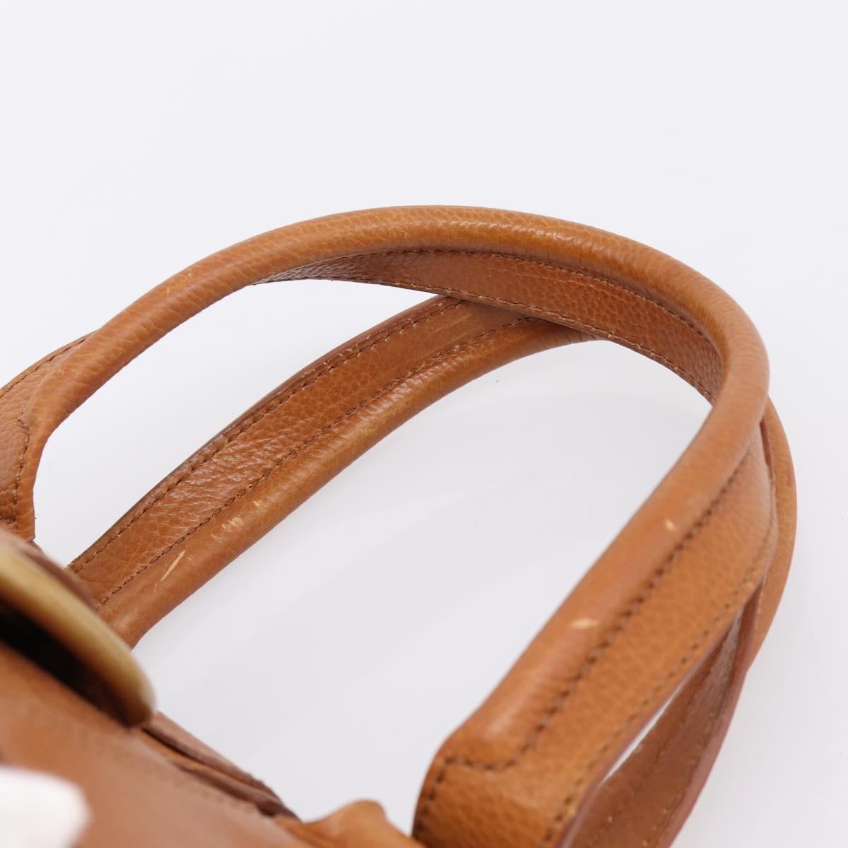 CELINE Doctors Hand Bag Leather Brown Gold Auth 199386A