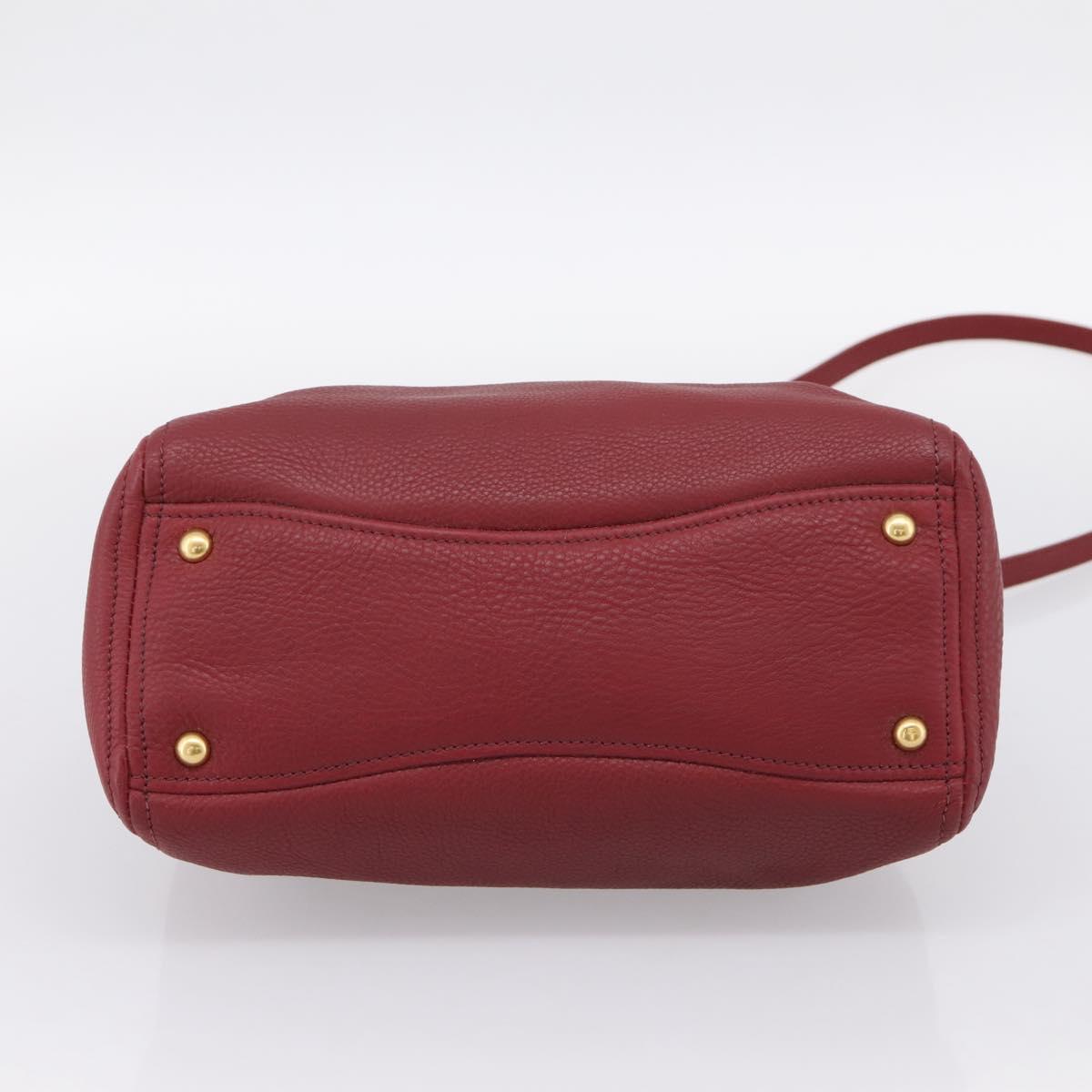 Miu Miu Hand Bag Leather 2way Red Gold Auth 199387M