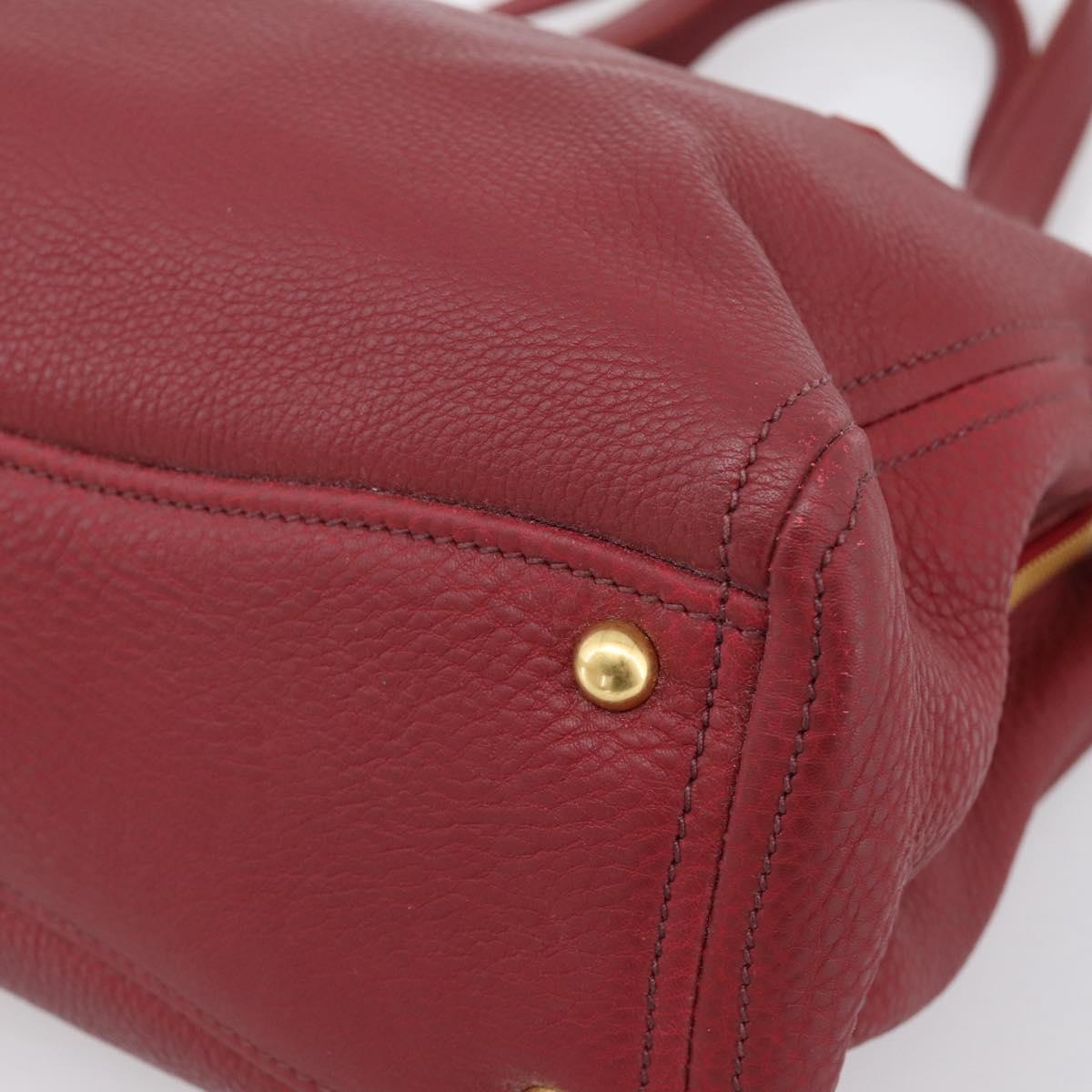 Miu Miu Hand Bag Leather 2way Red Gold Auth 199387M