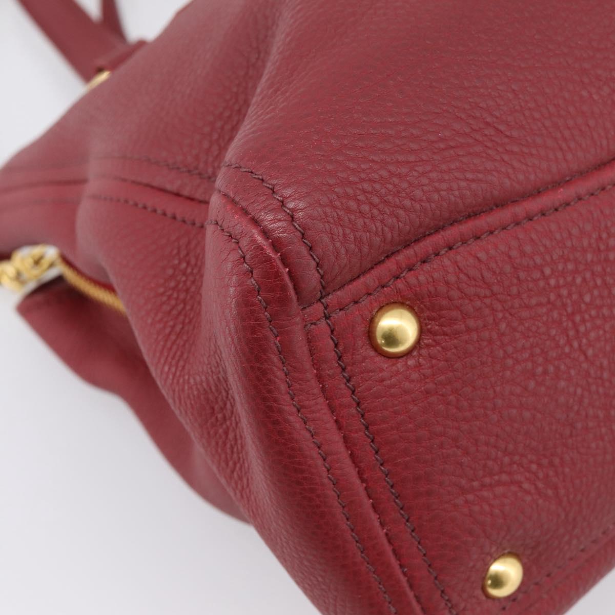 Miu Miu Hand Bag Leather 2way Red Gold Auth 199387M